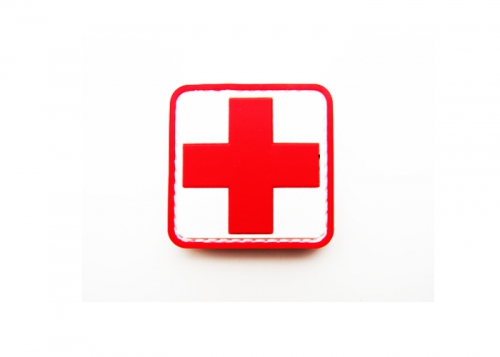 Шеврон с крестом "Медицина" /белый с красным/ размер 50х50 мм    