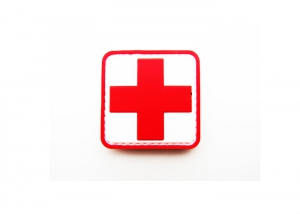 Шеврон с крестом "Медицина" 1 /красный на белом/ размер 50х50 мм    