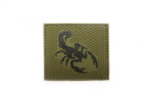 Шеврон "Скорпион" /черный на оливе/ размер 80 х 70 мм   