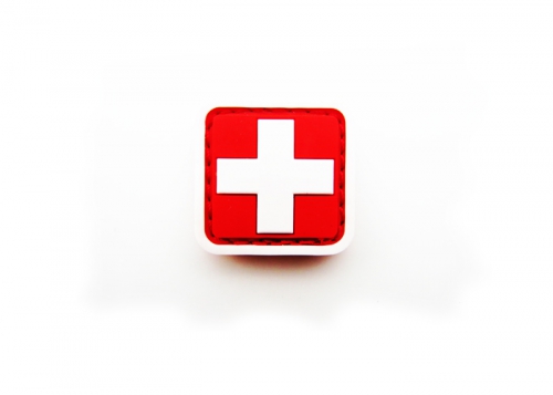 Шеврон с крестом "Медицина" /красный с белым/ размер 30х30 мм    