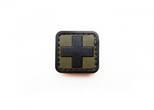 Шеврон с крестом "Медицина" /олива с черным/ размер 30х30 мм    