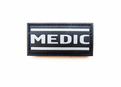 Шеврон с надписью "MEDIC" /черный,серый/ размер 70х35 мм   