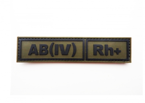 Шеврон "Группа крови АB(IV) Rh+" /олива с черным/ размер 130х30 мм      