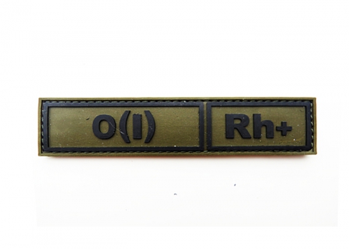 Шеврон "Группа крови O(I) Rh+" /олива с черным/ размер 130х30 мм      