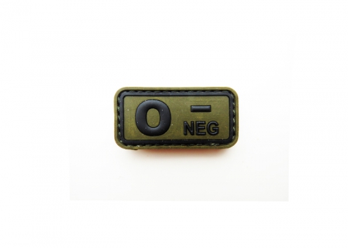 Шеврон "Группа крови O NEG-" /олива с черным/ размер 50х25 мм      